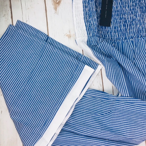 Know One Cares Smocked Stripe Blue/White Jumpsuit - Picture 6 of 7